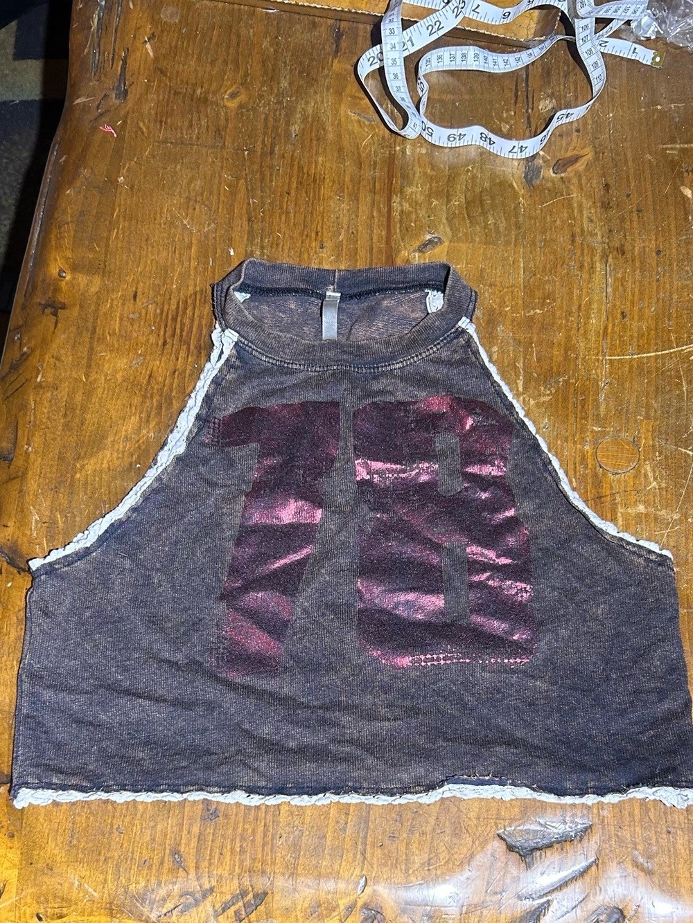 Cropped Tank with Shimmer Number Detail